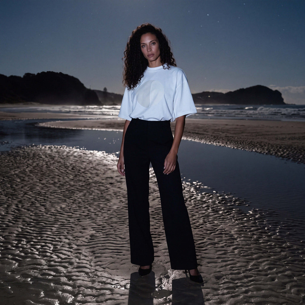 High neckline detail of the CIARA white organic cotton boyfriend tee – Oldest Daughter