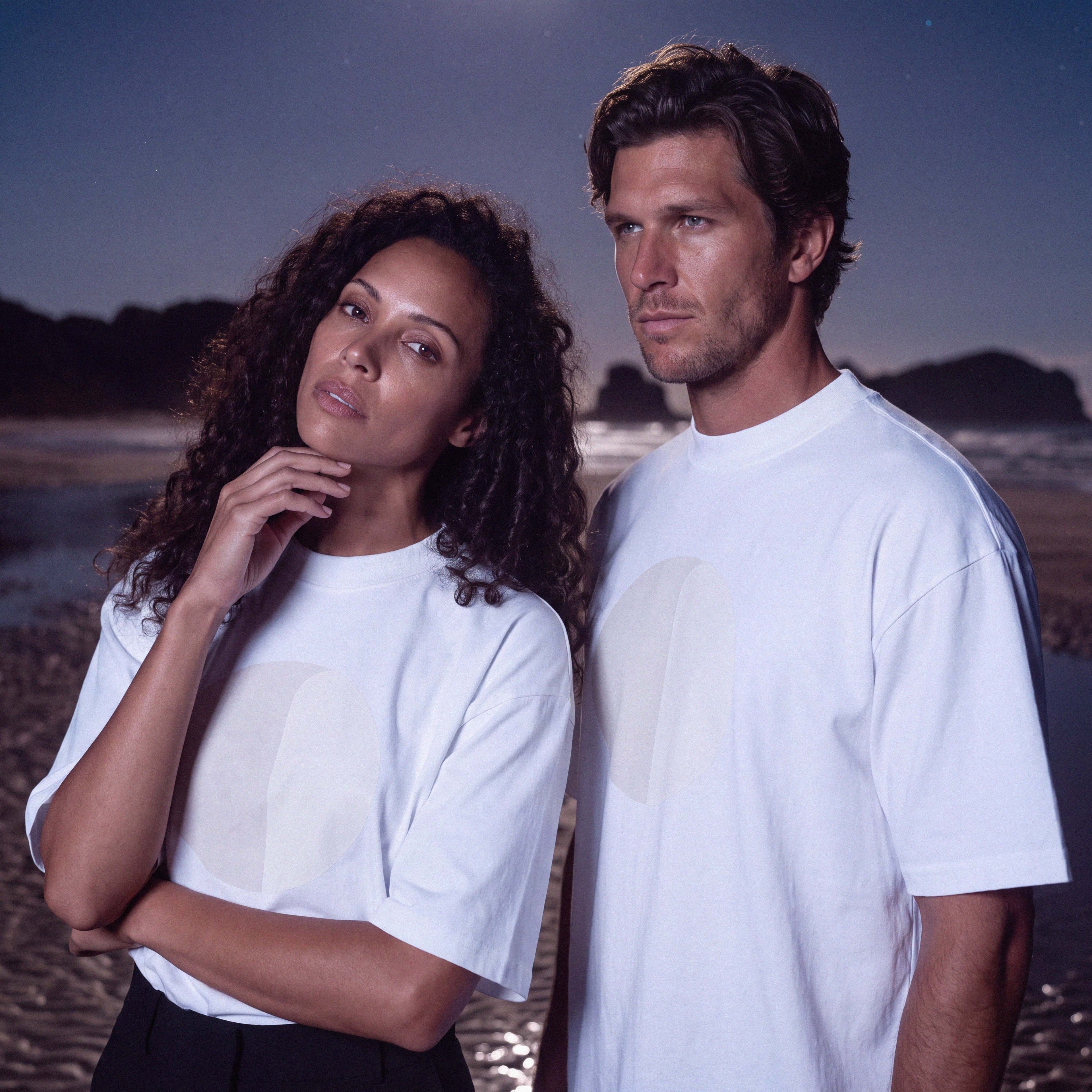 Front view of the CIARA white organic cotton oversized boyfriend tee – Oldest Daughter, Byron Bay