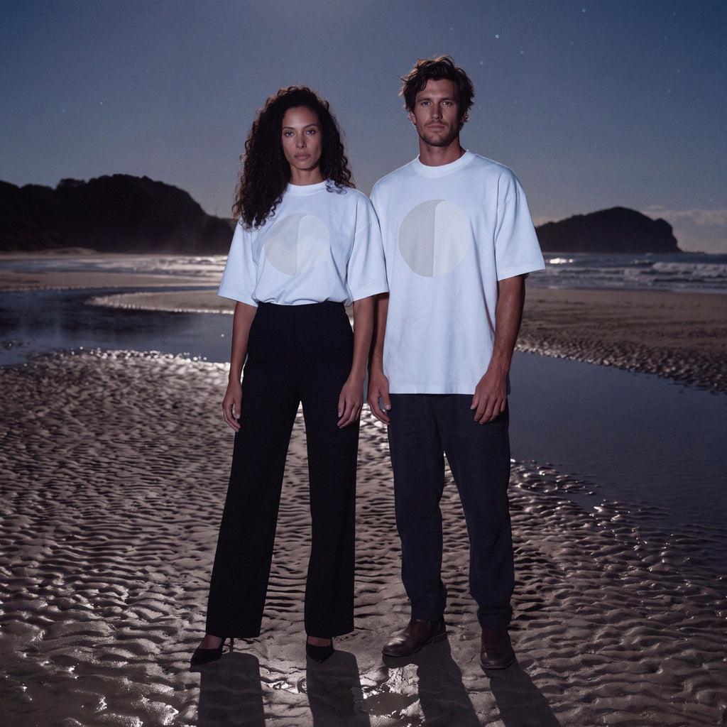Hem detail of the CIARA extra-oversized white organic cotton tee – Oldest Daughter, Byron Bay