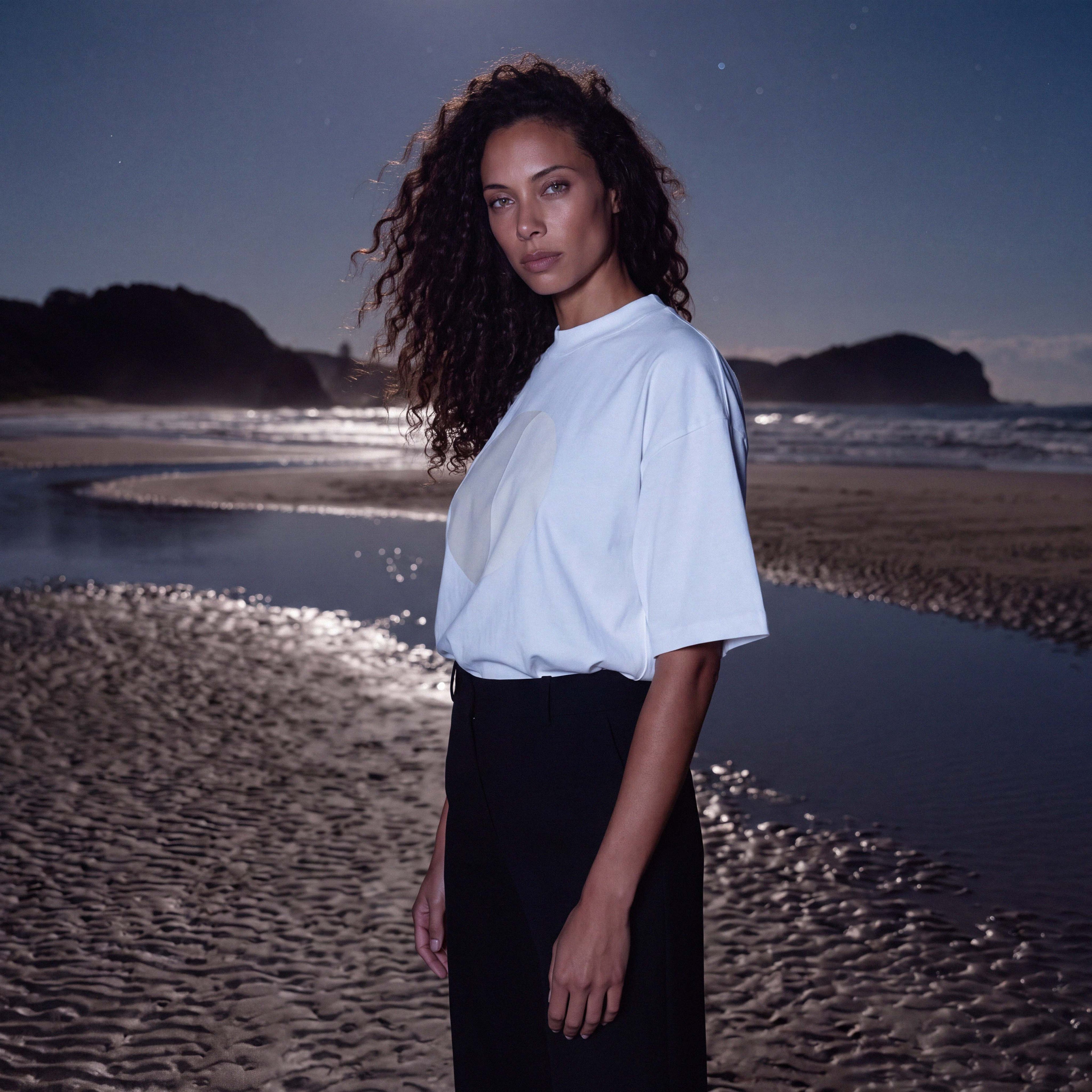 Close-up fabric detail of the CIARA white organic cotton boyfriend tee – Oldest Daughter