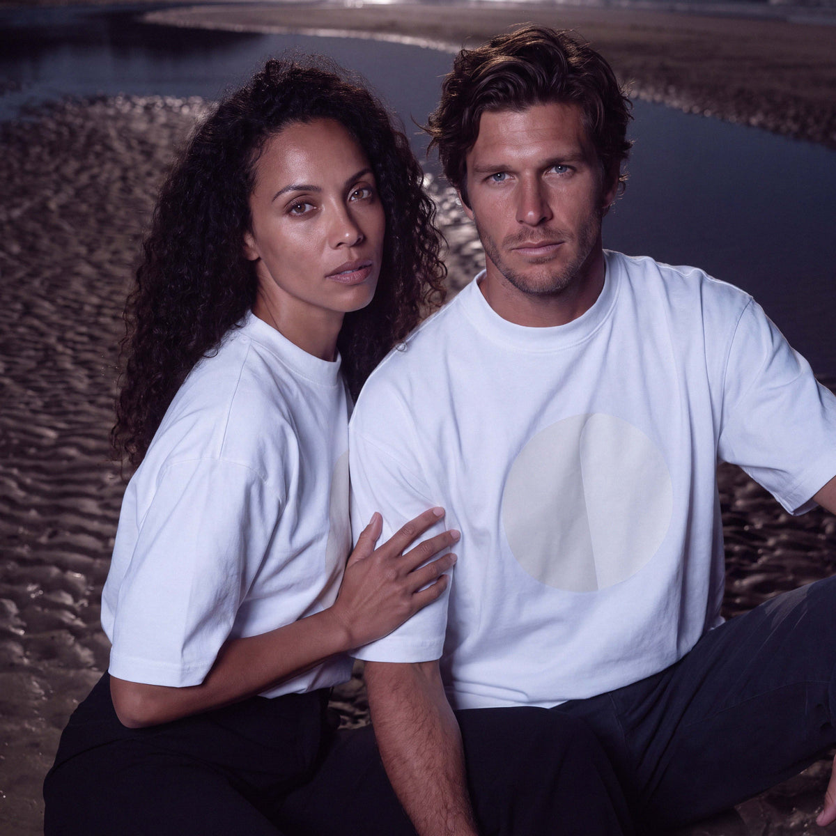CIARA white organic cotton boyfriend tee shown on a hanger – Oldest Daughter, Byron Bay