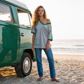 FLO extra-oversized boyfriend jersey tee in grey marle organic cotton with green trim – Oldest Daughter