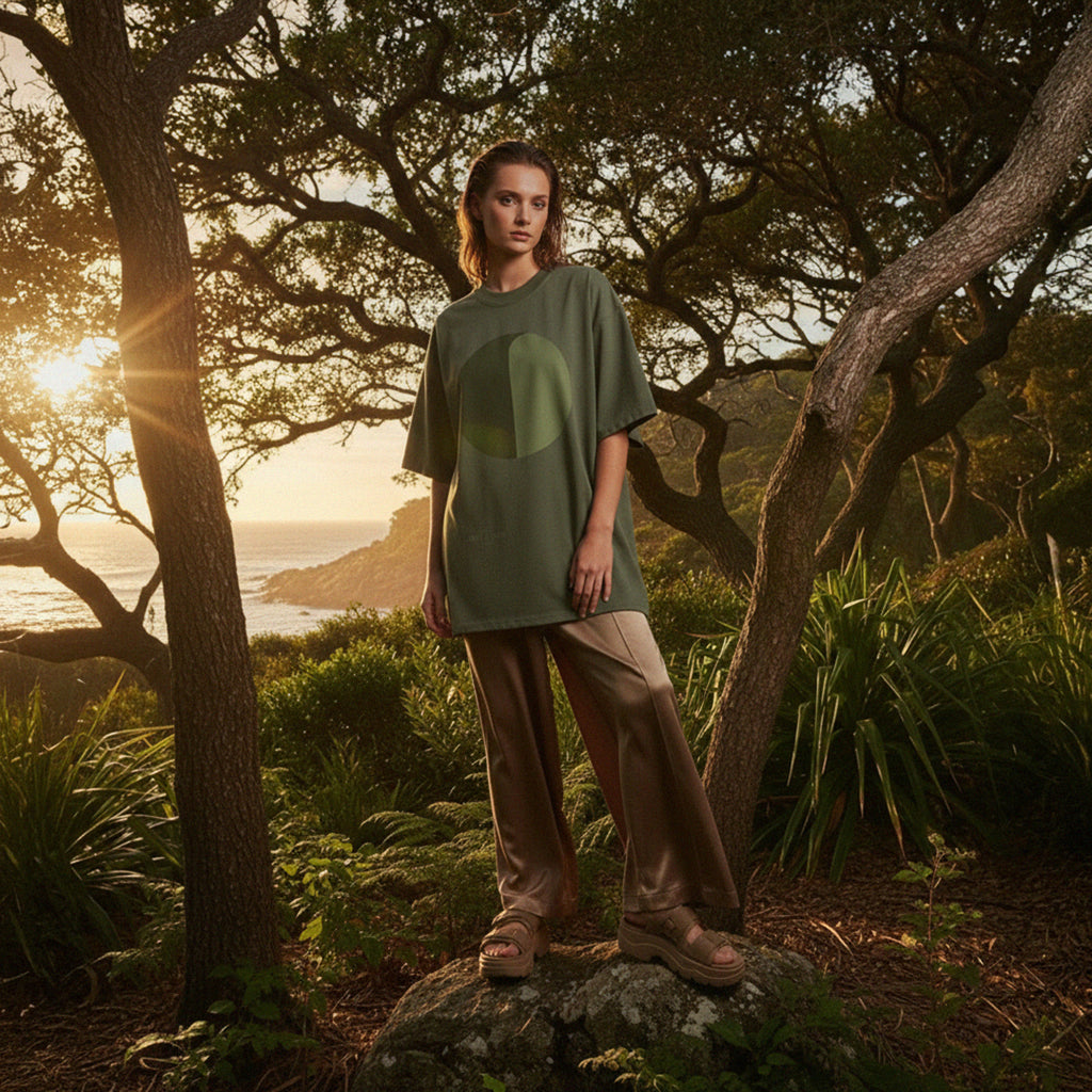 'Forest Guides' certified organic (extra-oversized) boyfriend tee – forest green (unisex) by Oldest Daughter