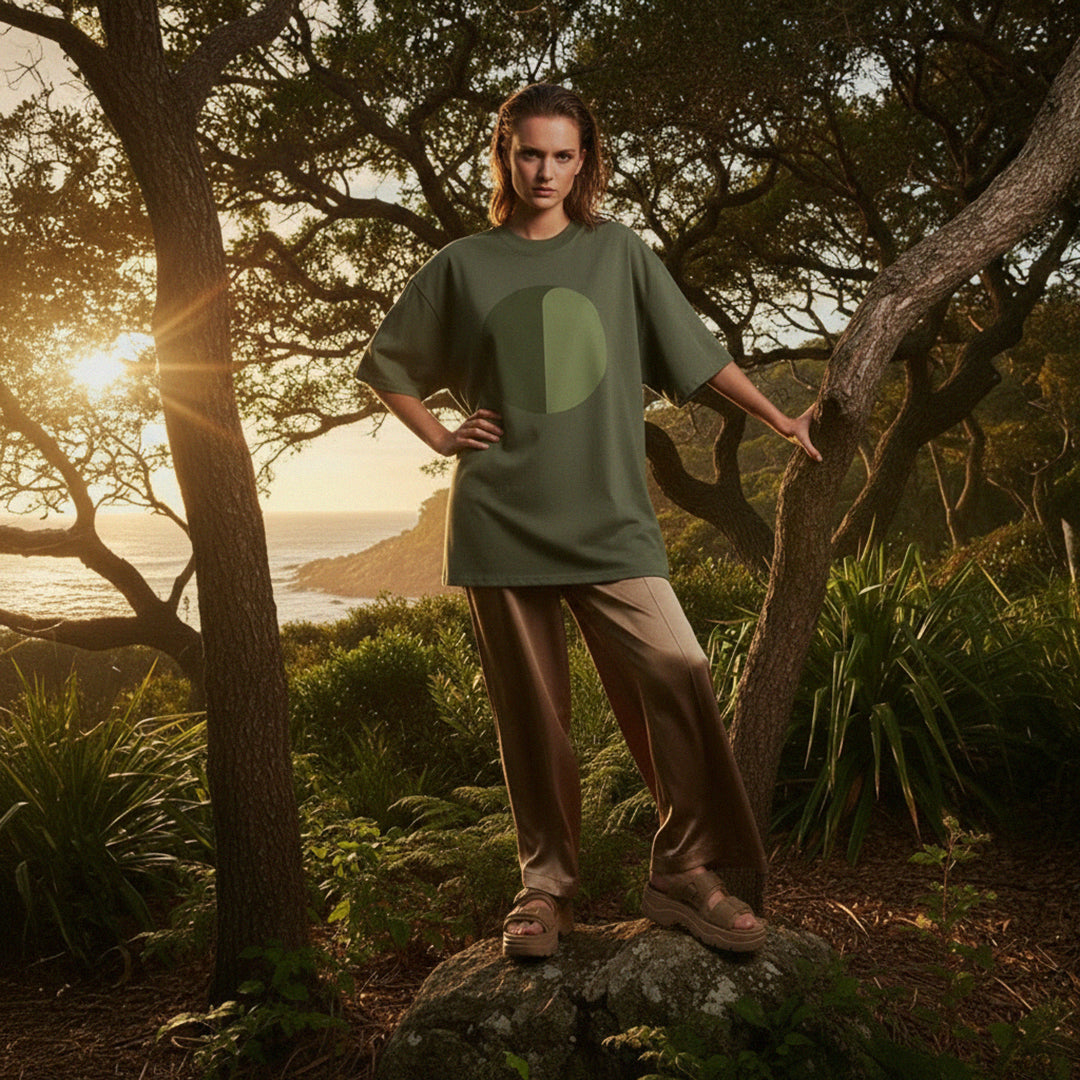 'Forest Guides' certified organic (extra-oversized) boyfriend tee – forest green (unisex) by Oldest Daughter