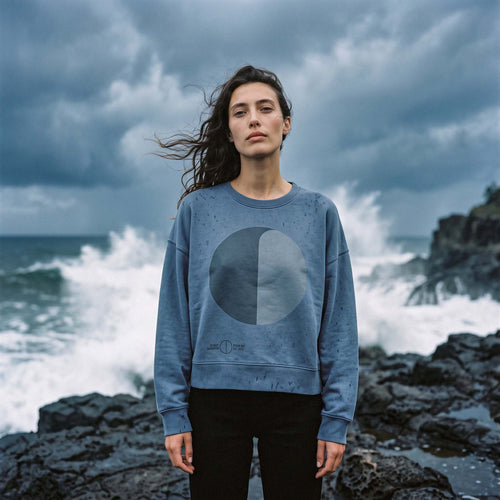 GAIL organic cotton signature jumper in storm blue-grey by Oldest Daughter