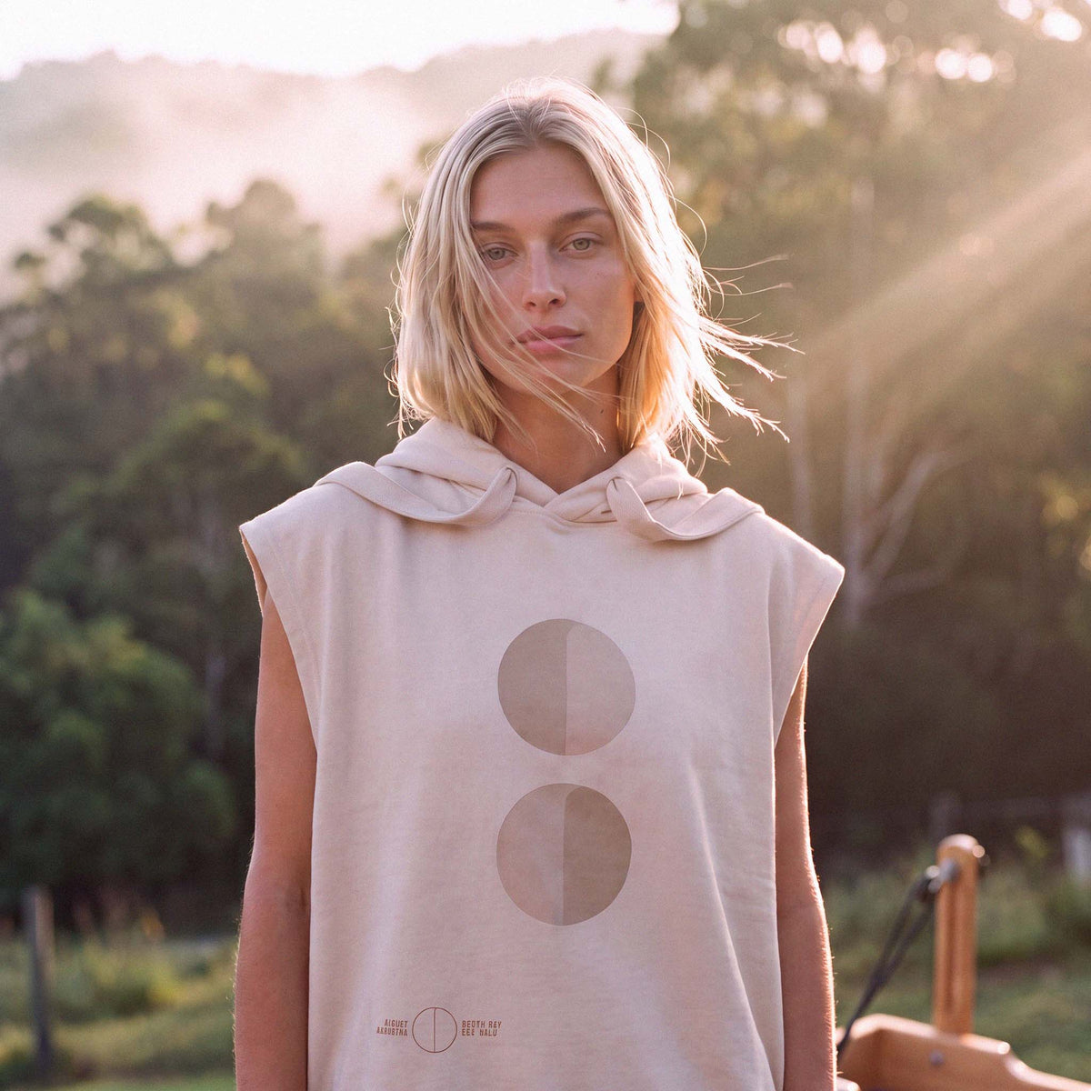 The INES tank's boxy cropped cut and hood detail – Oldest Daughter, Byron Bay