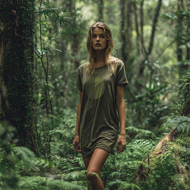 PRE-ORDER: 'Jungle Act' Certified Organic Cotton tee-dress (woman) – Khaki