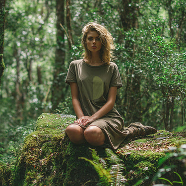 PRE-ORDER: 'Jungle Act' Certified Organic Cotton tee-dress (woman) – Khaki