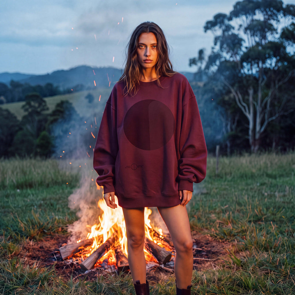 LUCA organic cotton extra-oversized boyfriend crewneck jumper in deep plum – Oldest Daughter