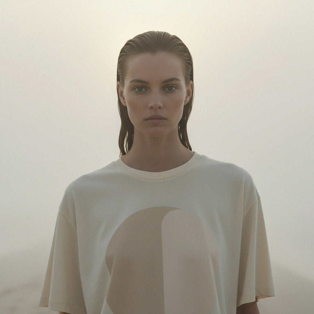 'Morning Fog' certified organic (oversized) tee – oat (women) by Oldest Daughter