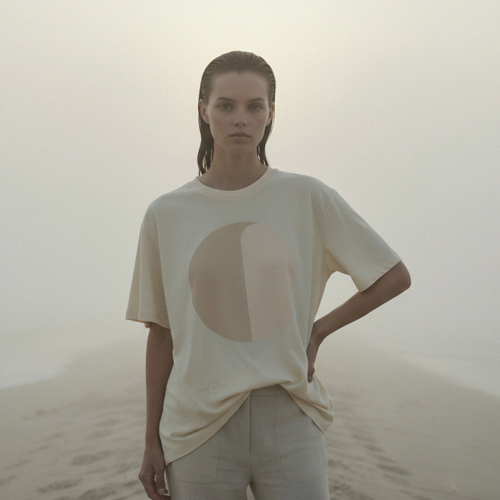 'Morning Fog' certified organic (oversized) tee – oat (women) by Oldest Daughter