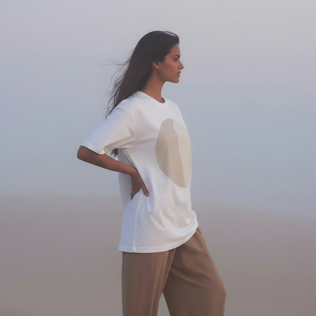 'Nothing is Black & White' certified organic (oversized) tee – white (women) by Oldest Daughter