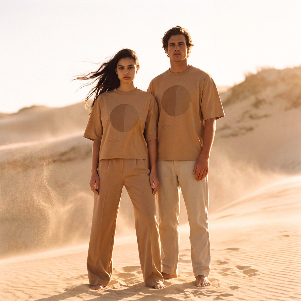 Hem and body detail of the sand SANDI oversized boxy tee – Oldest Daughter, Byron Bay