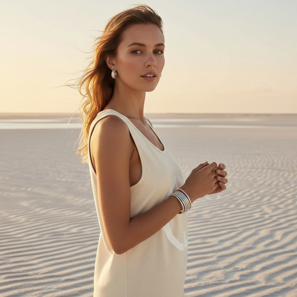 'Sands of Time' Certified Organic (extra-oversized) boyfriend tank top (unisex) - natural by Oldest Daughter