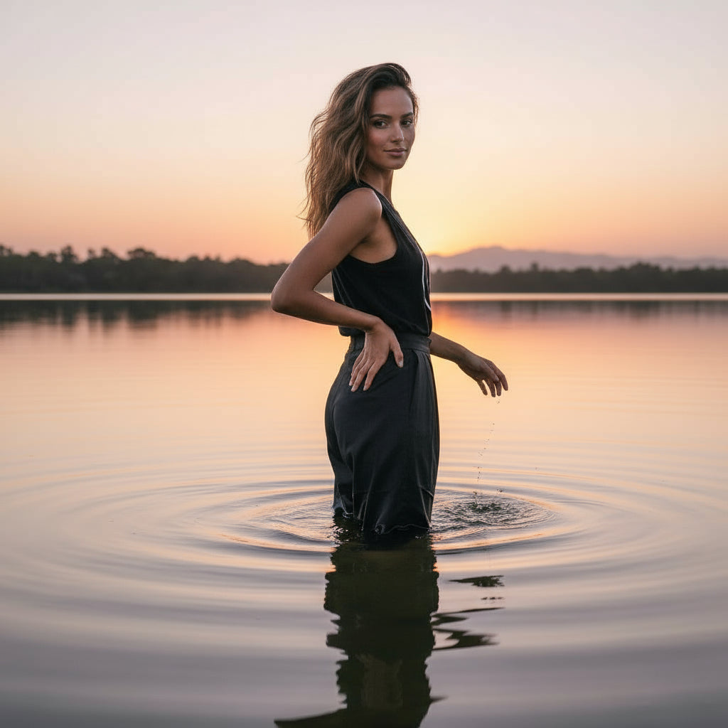 PRE-ORDER: 'Saturn Return' Certified Organic (basic) tank top (women) - black by Oldest Daughter