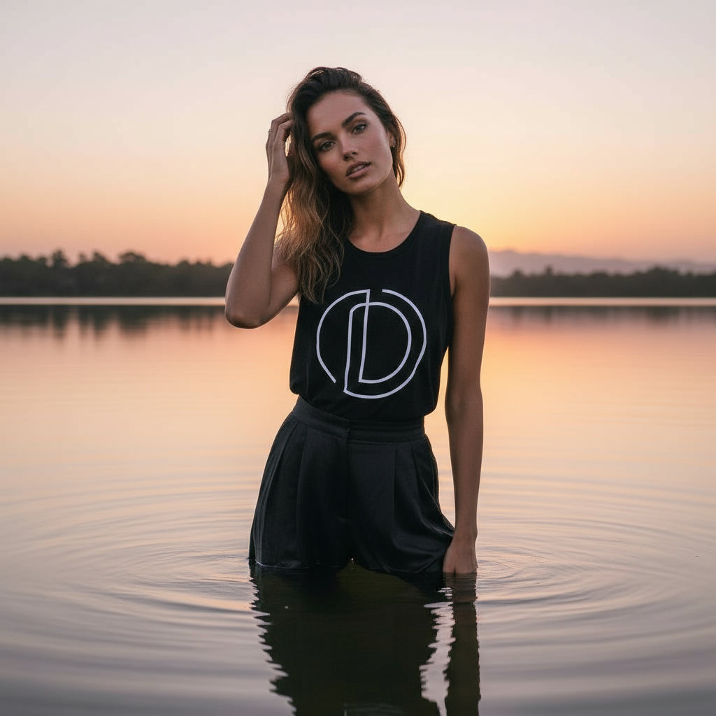 PRE-ORDER: 'Saturn Return' Certified Organic (basic) tank top (women) - black by Oldest Daughter