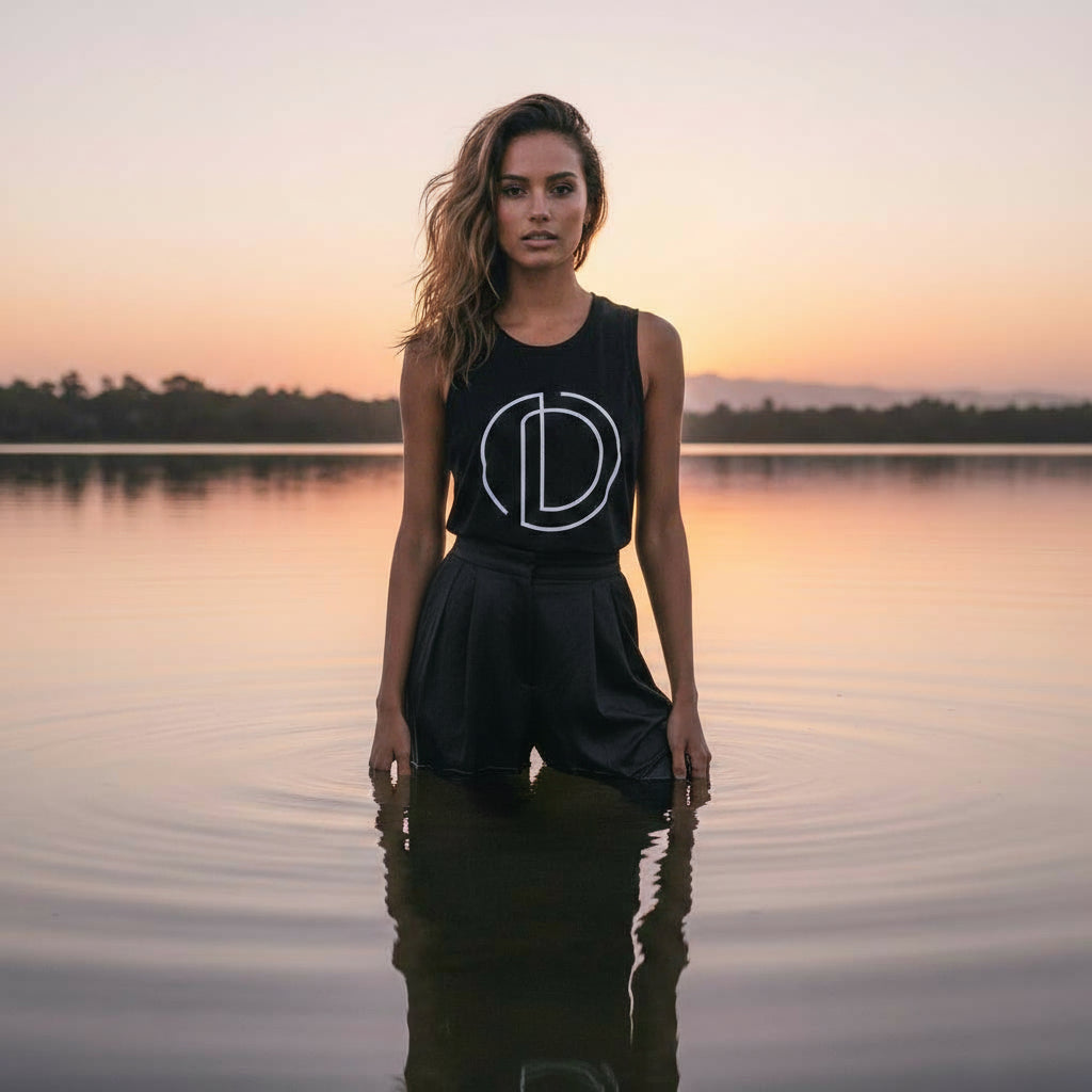 PRE-ORDER: 'Saturn Return' Certified Organic (basic) tank top (women) - black by Oldest Daughter