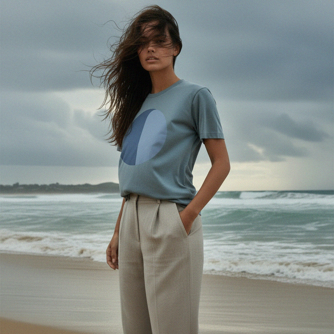 PRE-ORDER: 'Southerly' certified organic (basic) tee – storm blue (women) by Oldest Daughter