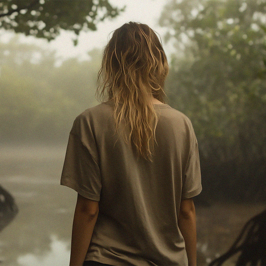 '_Underscore' certified organic oversized tee – willow (women) by Oldest Daughter