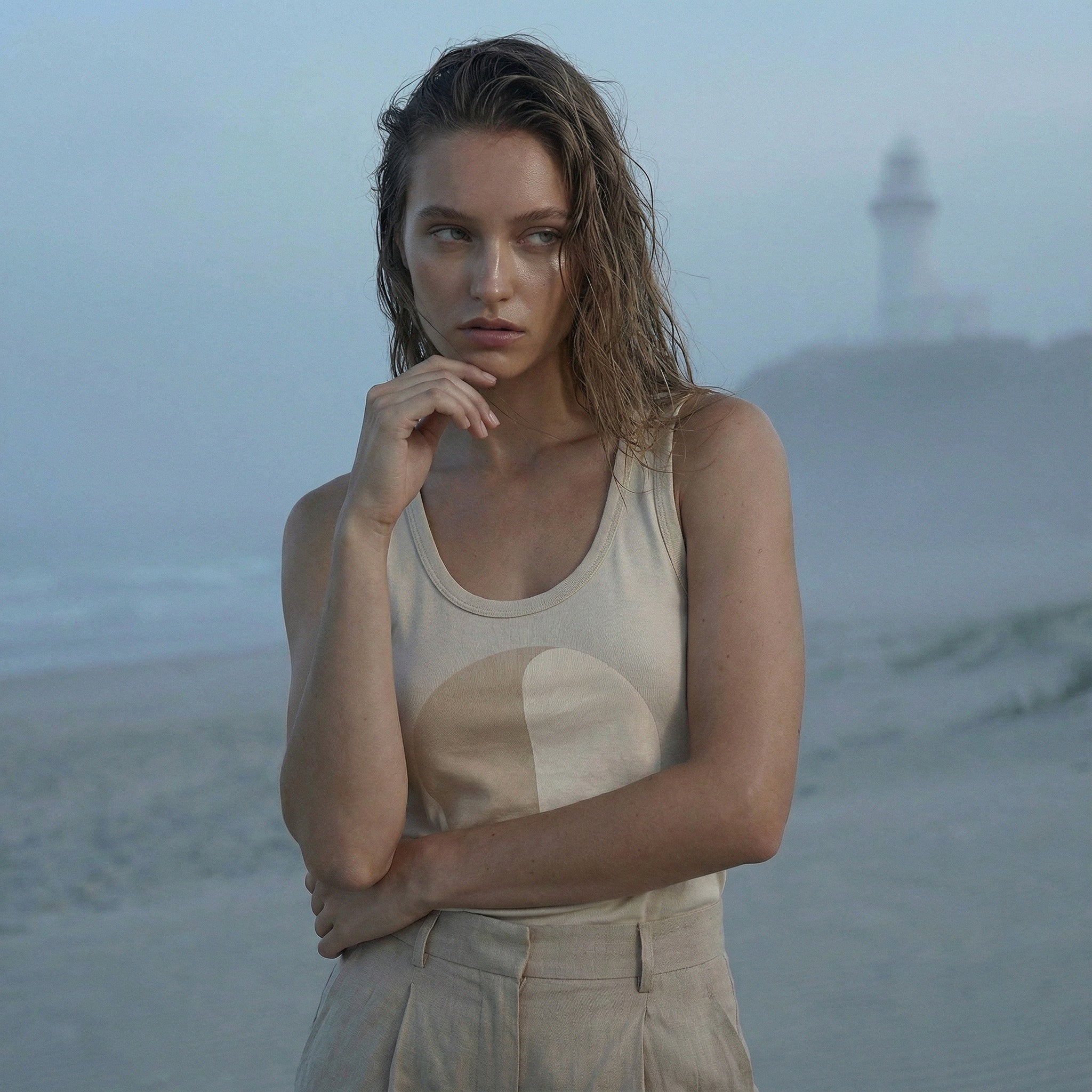 'With the Flow' certified organic (fitted) tank top (women) - natural by Oldest Daughter