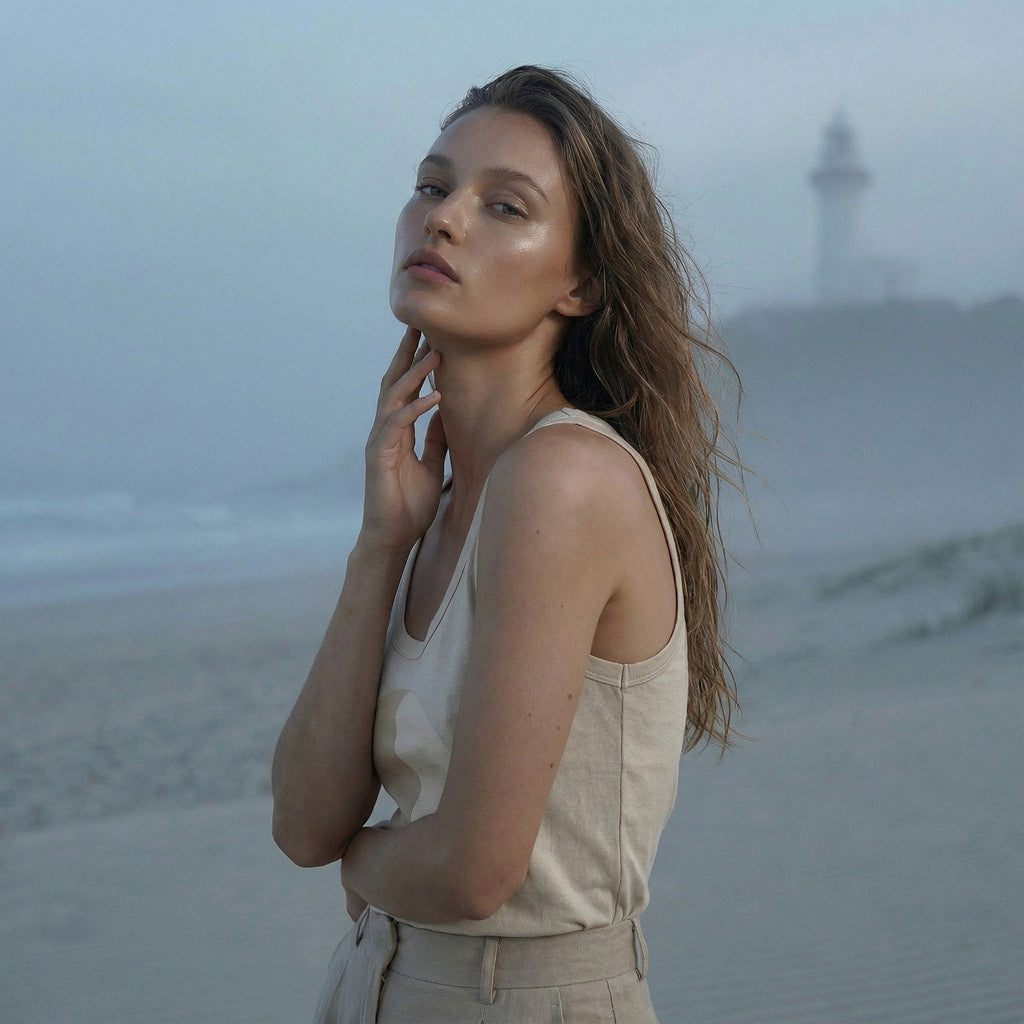 'With the Flow' certified organic (fitted) tank top (women) - natural by Oldest Daughter