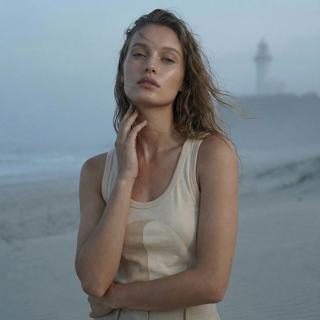 'With the Flow' certified organic (fitted) tank top (women) - natural by Oldest Daughter