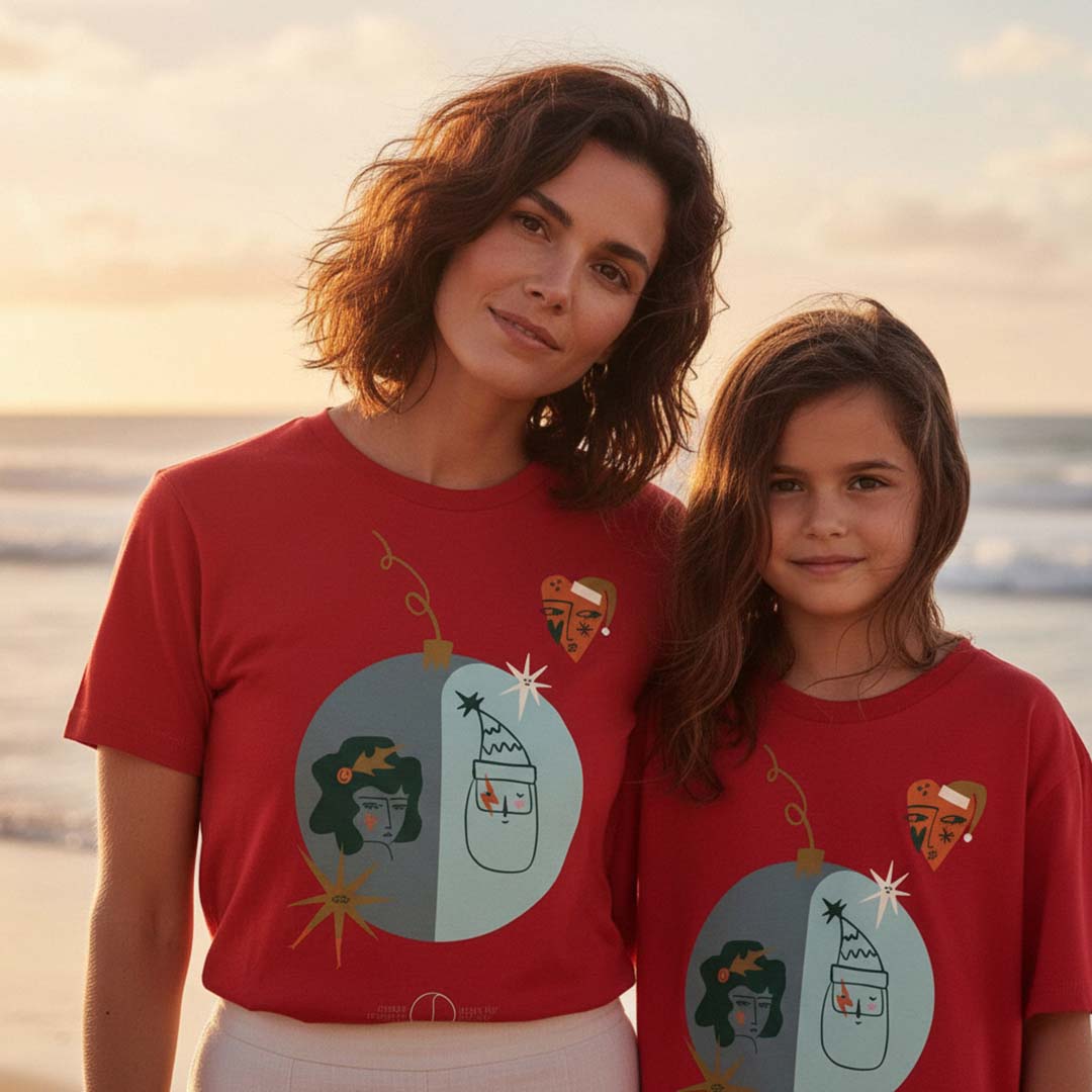 LIMITED RELEASE: 'Byron Xmas 2025' certified organic (basic) tee (adult & kids unisex) - red by Oldest Daughter