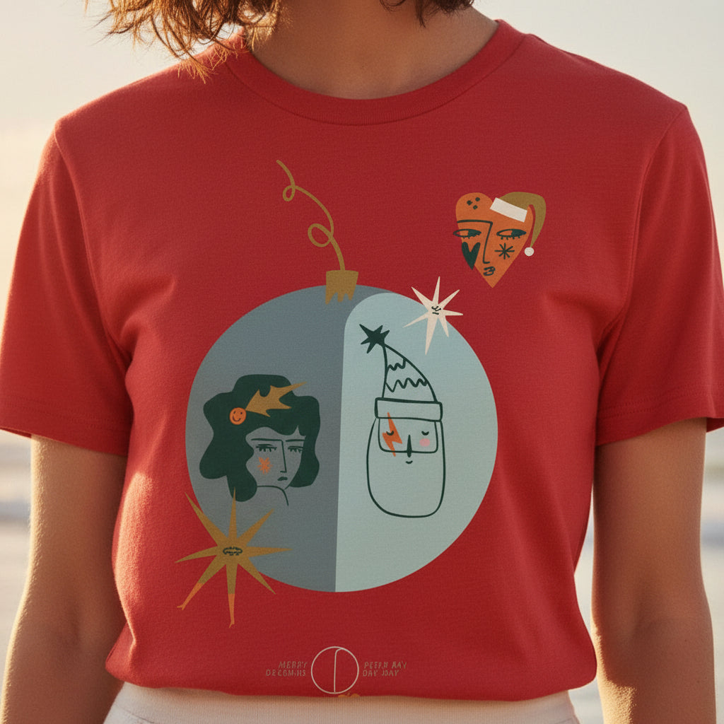 LIMITED RELEASE: 'Byron Xmas 2025' certified organic (basic) tee (adult & kids unisex) - red by Oldest Daughter