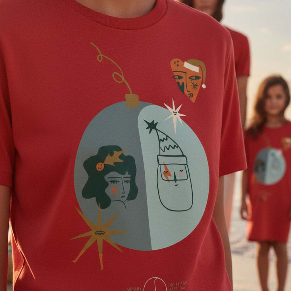 LIMITED RELEASE: 'Byron Xmas 2025' certified organic (basic) tee (adult & kids unisex) - red by Oldest Daughter