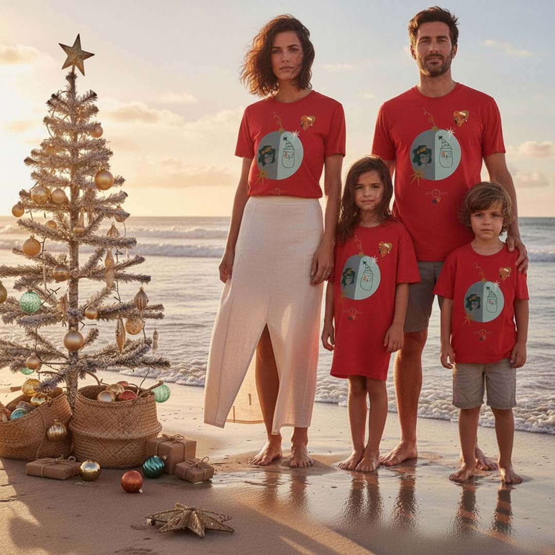 LIMITED RELEASE: 'Byron Xmas 2025' certified organic (basic) tee (adult & kids unisex) - red by Oldest Daughter
