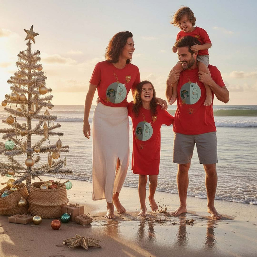 LIMITED RELEASE: 'Byron Xmas 2025' certified organic (basic) tee (adult & kids unisex) - red by Oldest Daughter