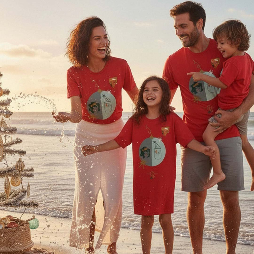 LIMITED RELEASE: 'Byron Xmas 2025' certified organic (basic) tee (adult & kids unisex) - red by Oldest Daughter
