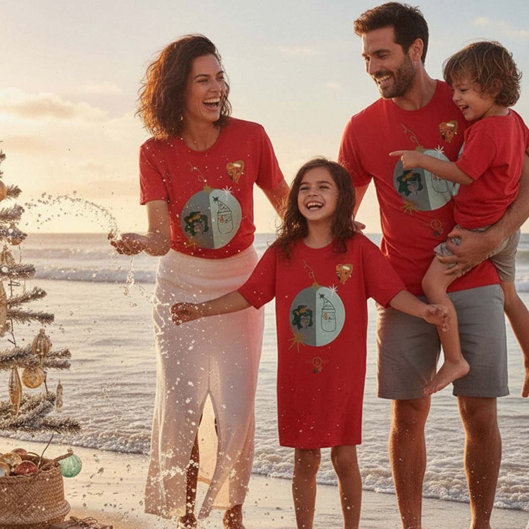 LIMITED RELEASE: 'Byron Xmas 2025' certified organic (basic) tee (adult & kids unisex) - red by Oldest Daughter