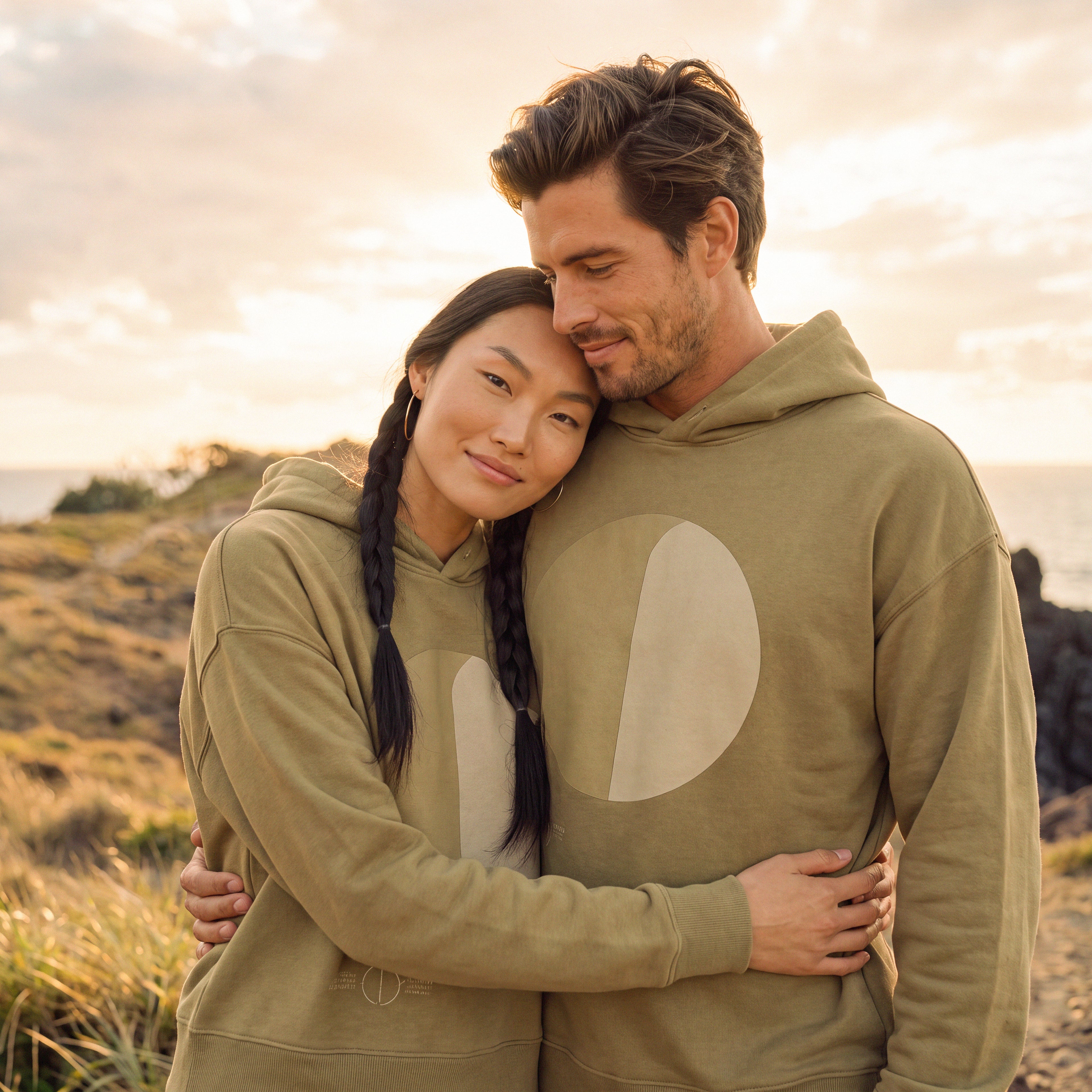 Front view of the faded olive YARA organic and recycled cotton hoodie – Oldest Daughter