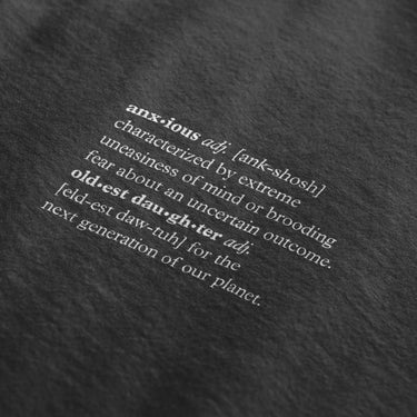 PRE-ORDER: The Environment Series 'Anxious' certified organic basic tee – black (women) by Oldest Daughter
