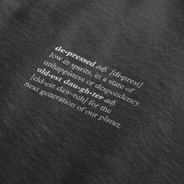 PRE-ORDER: The Environment Series 'Depressed' certified organic basic tee – black (women) by Oldest Daughter