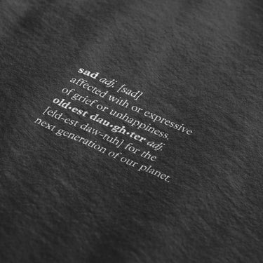 PRE-ORDER: The Environment Series 'Sad' certified organic basic tee – black (women) by Oldest Daughter