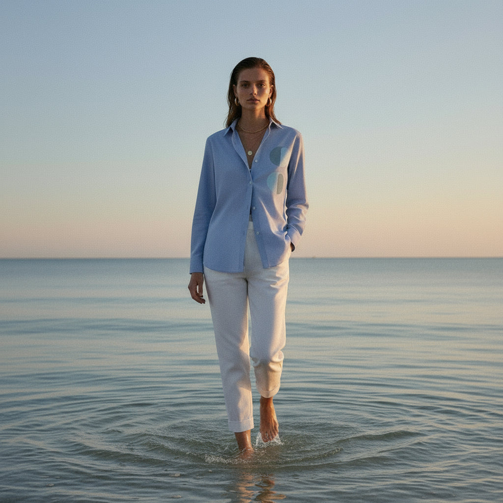 'Blue Collar' certified organic (relaxed) shirt – oxford blue (women) by Oldest Daughter