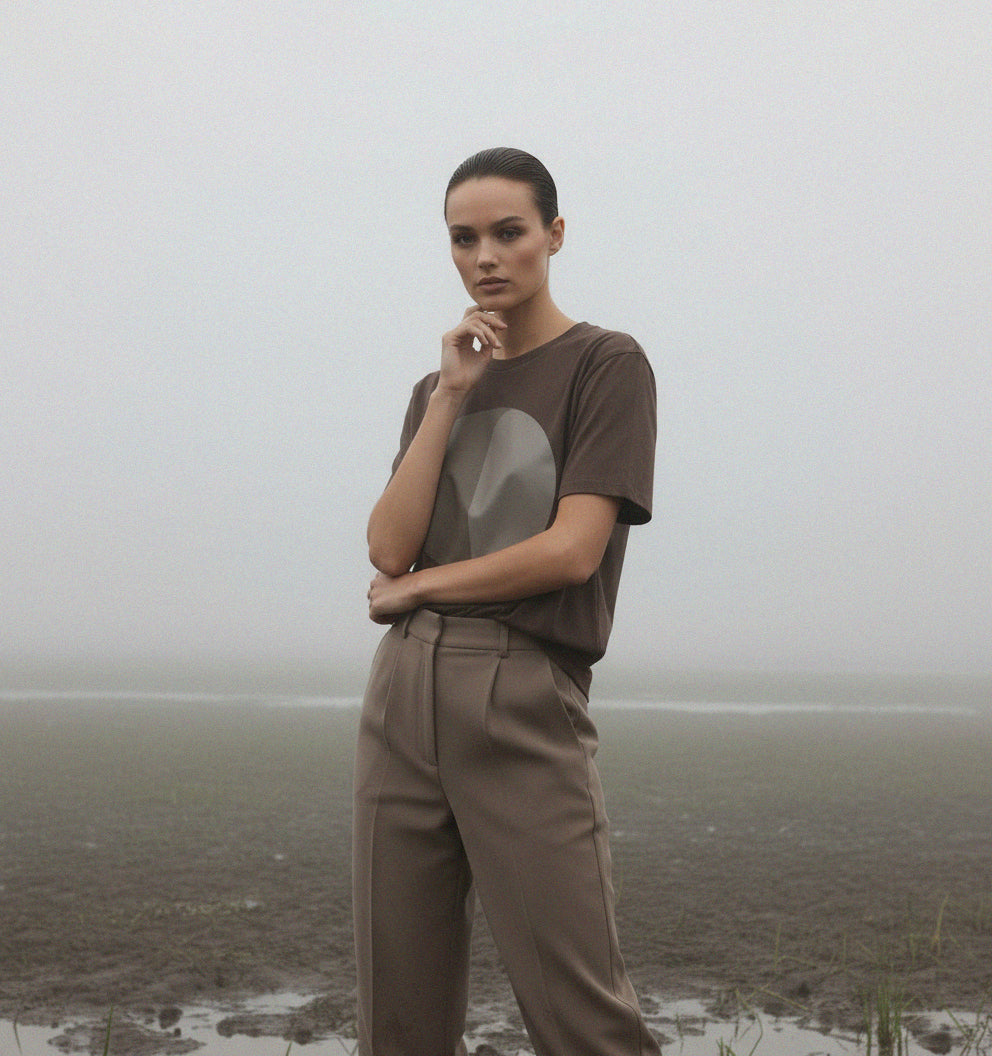 'Home Sweet' certified organic (basic) tee – chocolate brown (women) by Oldest Daughter