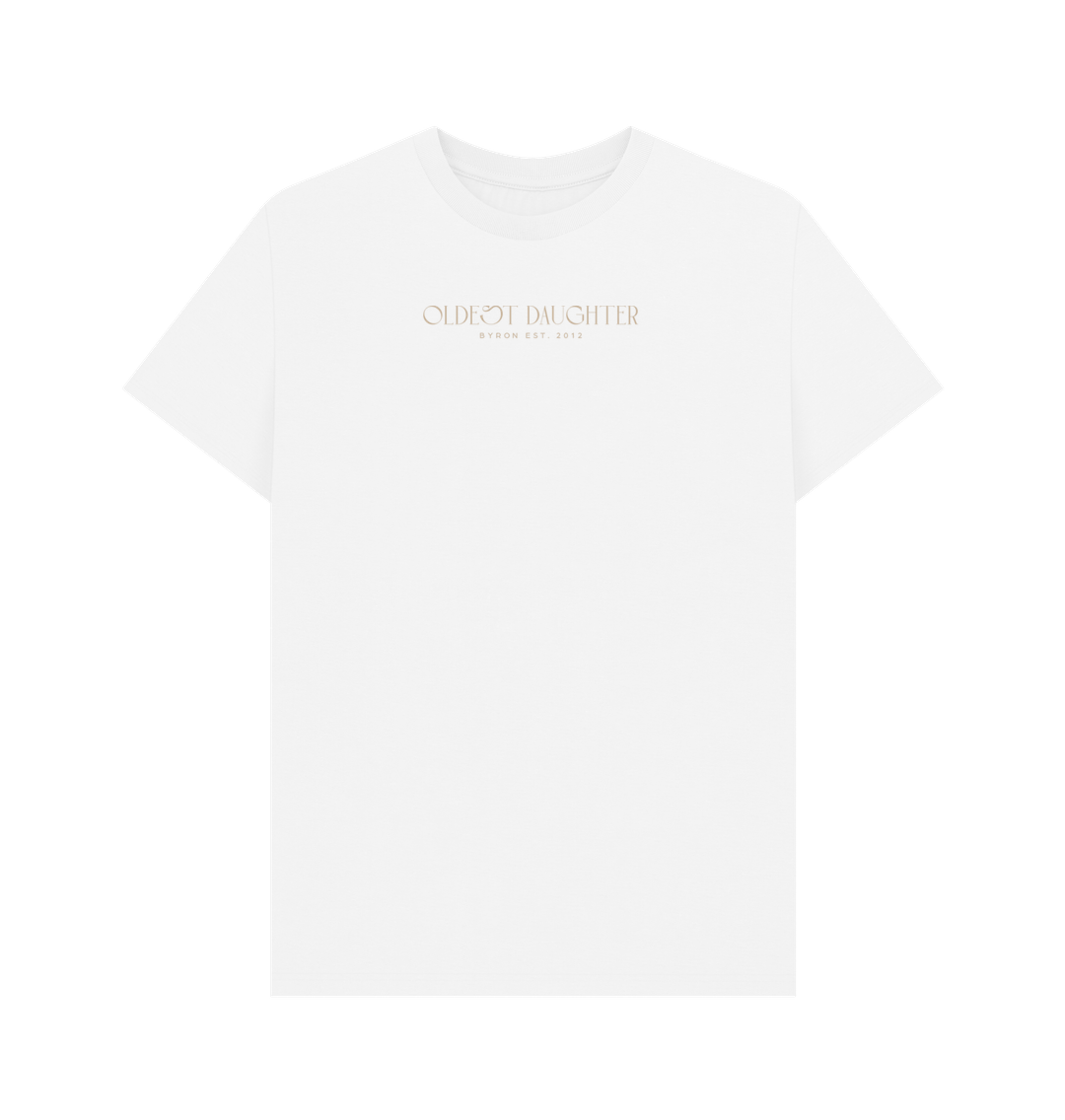 White 'All white space' Organic Boyfriend Basic Tee by Oldest Daughter