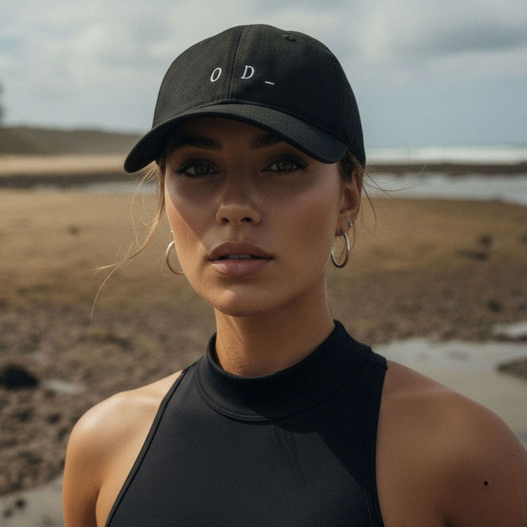 '_Underscore' organic dad cap – black (unisex) by Oldest Daughter