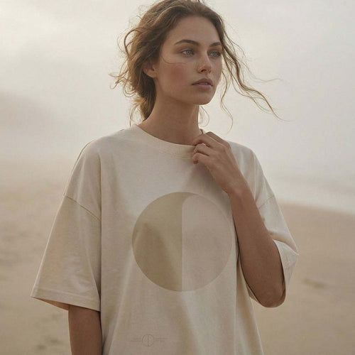 MORNING FOG: Extra-oversized high neck boyfriend tee