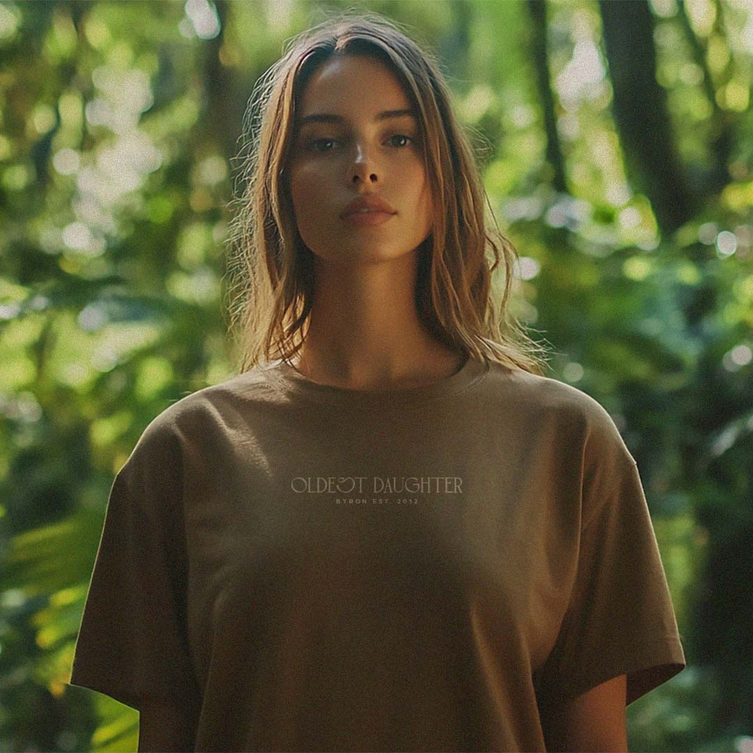 'Carving the Way' certified organic oversized boyfriend tee – oak brown (unisex) by Oldest Daughter