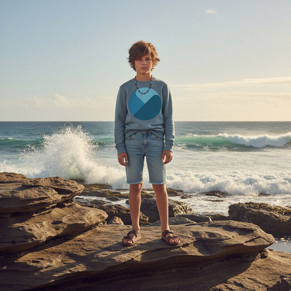 'Stormy Skies' certified organic jumper –  storm blue (kids unisex) by Youngest Daughter