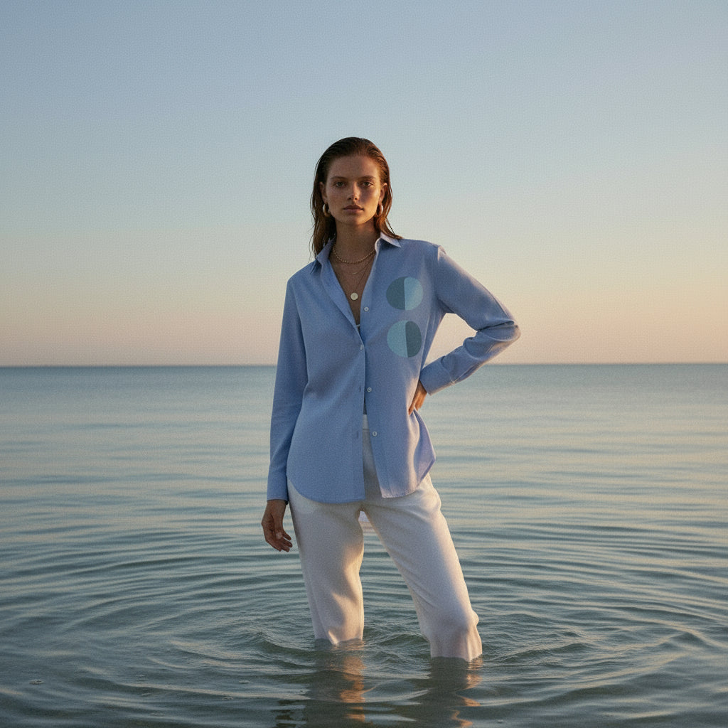 'Blue Collar' certified organic (relaxed) shirt – oxford blue (women) by Oldest Daughter