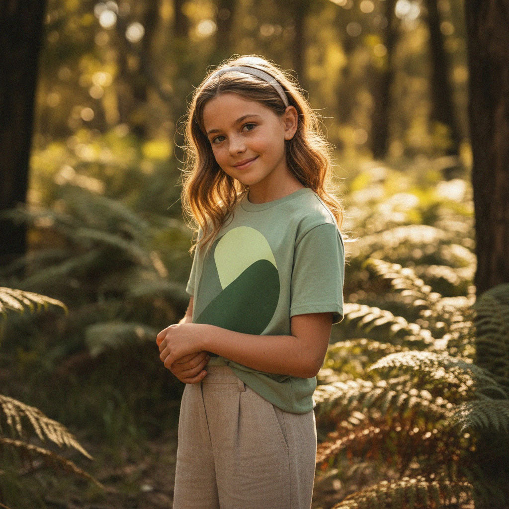 'Call of the Forest' organic tee – earth green (kids unisex) by Youngest Daughter