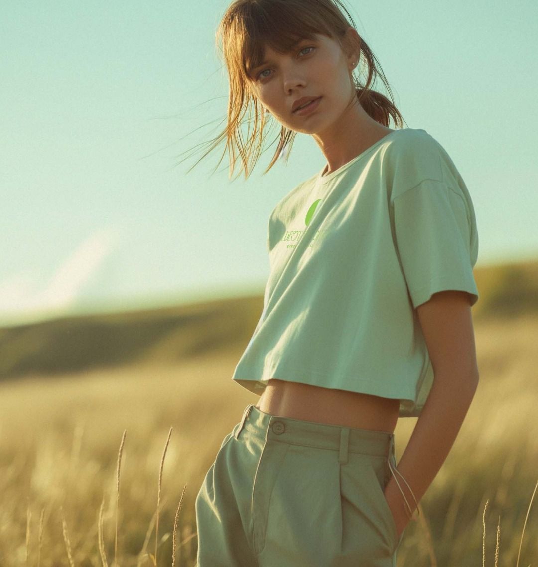 'Grass is Greener' Organic Boxy Crop Tee by Oldest Daughter