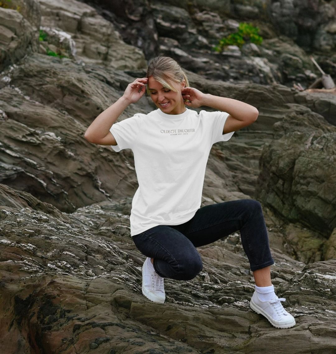 'All white space' Organic Boyfriend Basic Tee by Oldest Daughter