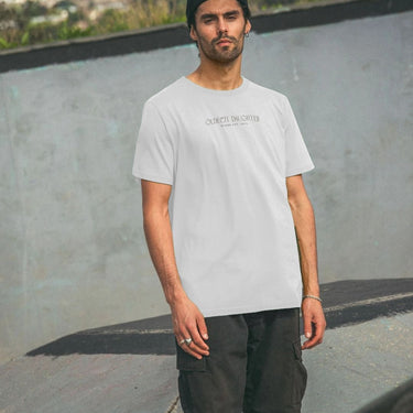 'All white space' Organic Boyfriend Basic Tee by Oldest Daughter