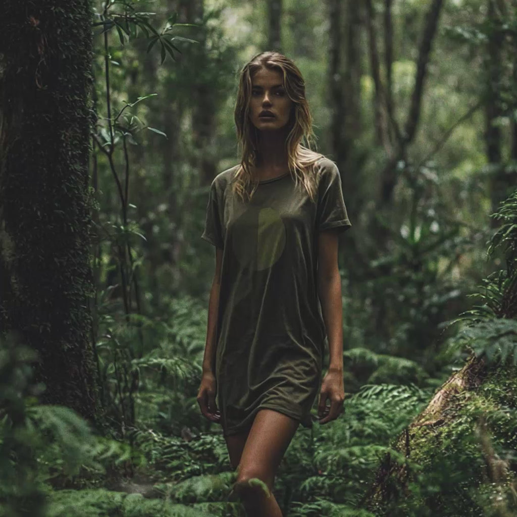 LIMITED RELEASE: ‘Jungle Act’ certified organic cotton (basic) tee-dress (woman) by Oldest Daughter